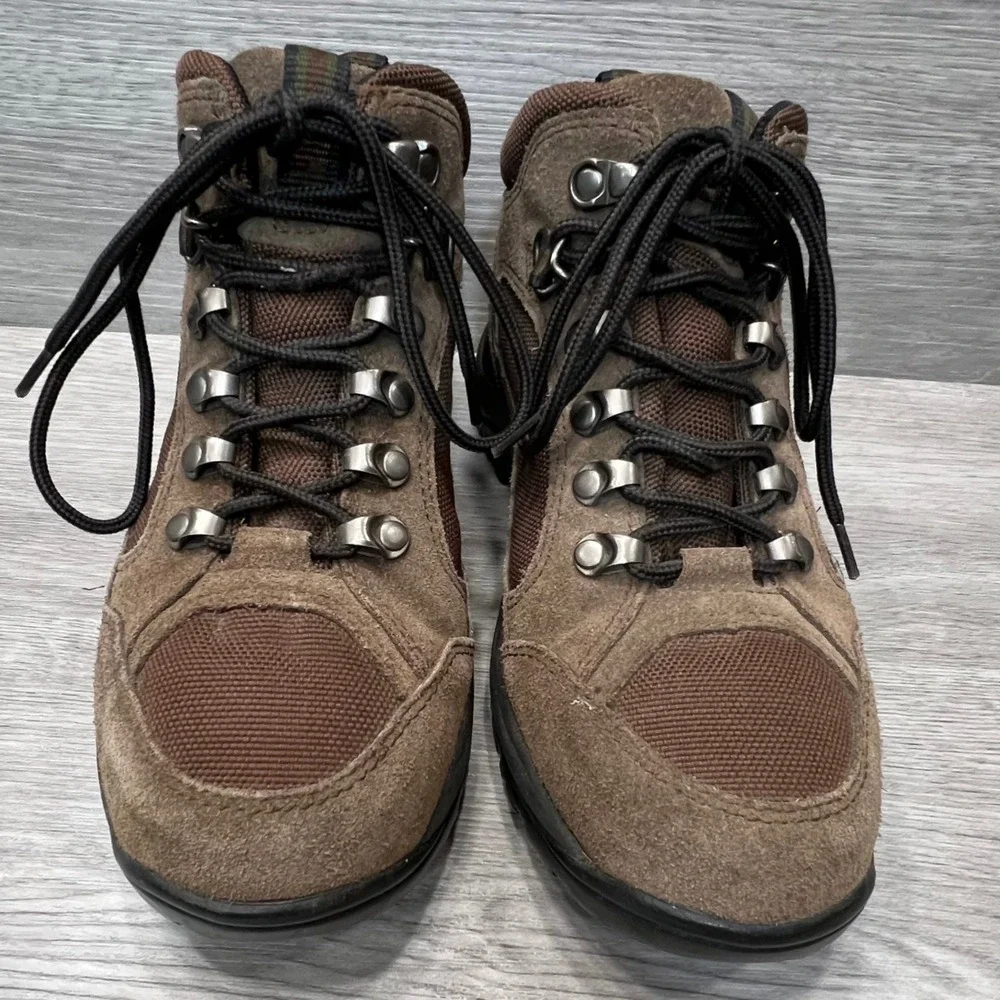 Lands' End Kids Brown Suede Leather‎ Hiking Trail Ankle Boots Size 6 1/2B Shoes